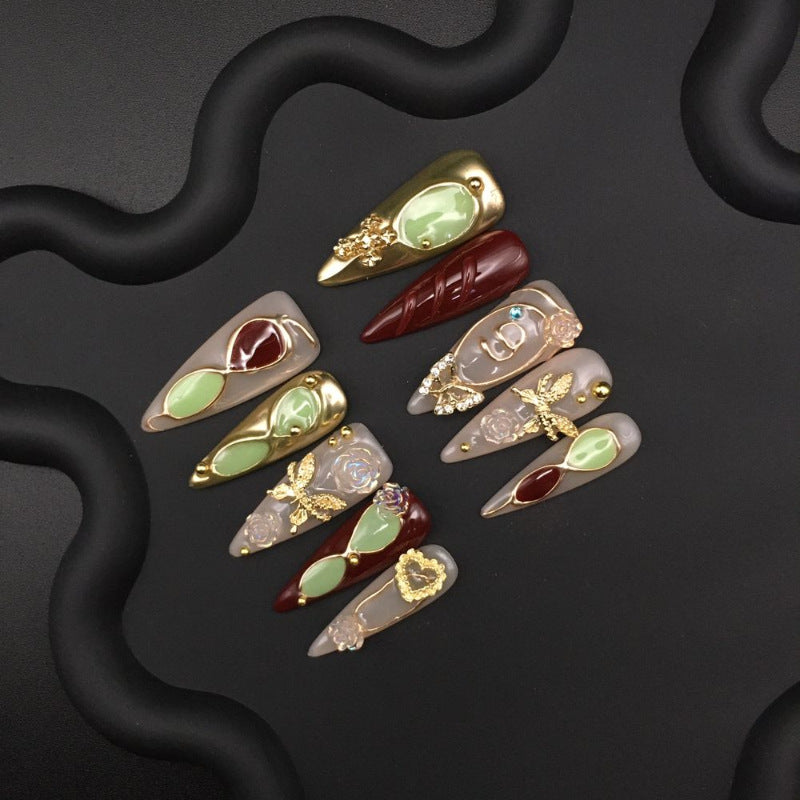Dark green metal art pointed medium and long