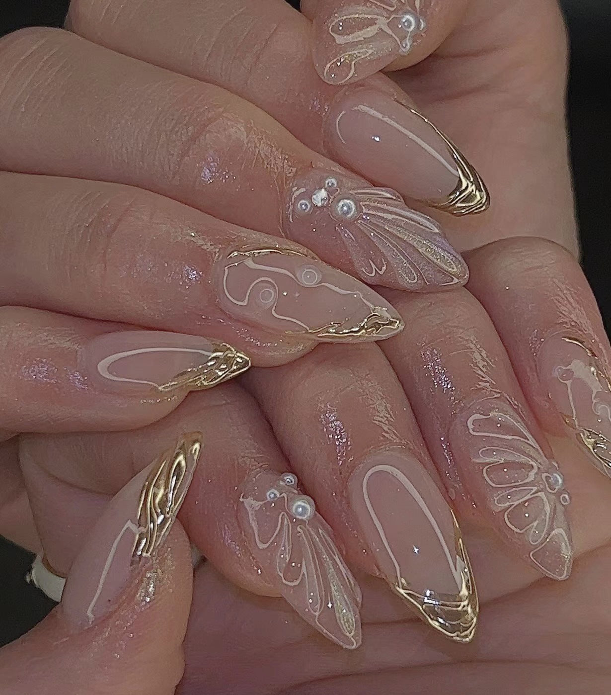 3D Water Drop Shell Wave Press-On Nails
