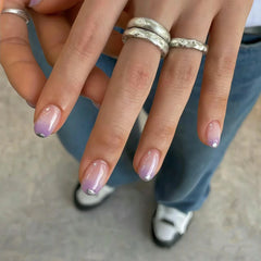 UNIKOO SHORT OVAL PURPLE PRESS ON NAILS