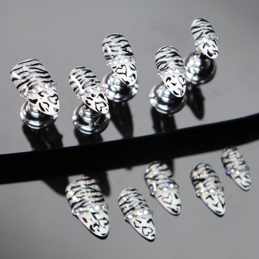 UNIKOO Wild Zebra Print Medium Almond PRESS ON NIALS
