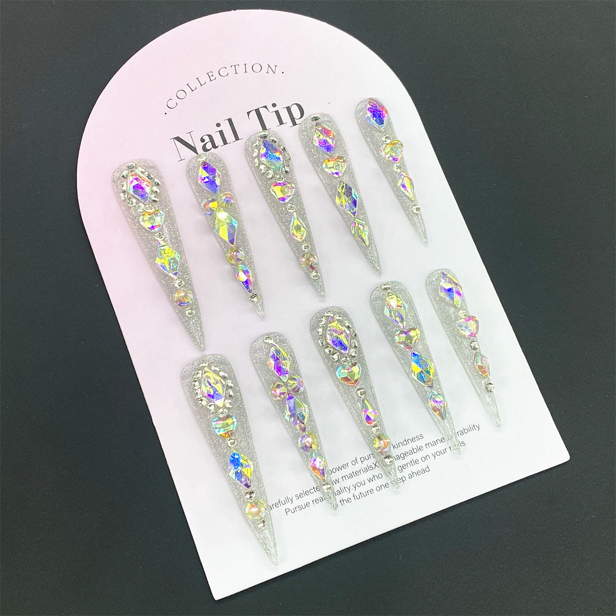 UNIKOO Sparkling Diamond Long Stiletto Press-On Nails