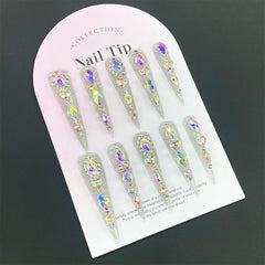UNIKOO Sparkling Diamond Long Stiletto Press-On Nails