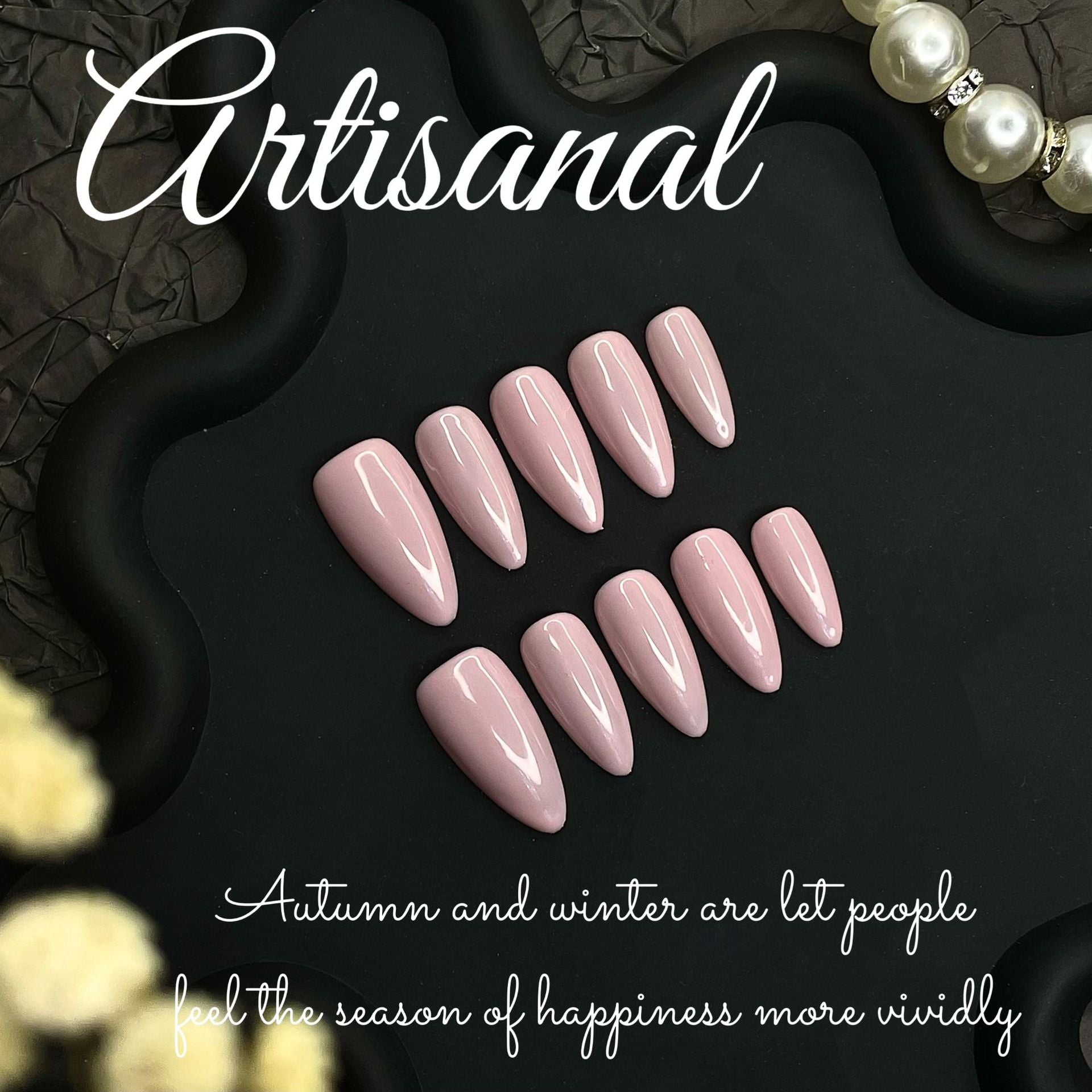 Macaron Powder Almond Nail Art