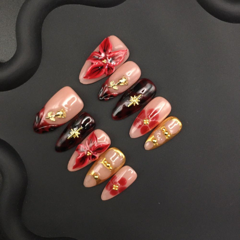 Autumn and winter color three-dimensional engraved piece rose French