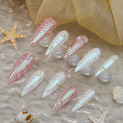 UNIKOO Pink Pearl Almond Press-on Nails