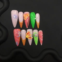 Three-dimensional floral tropical, multicolored, light luxury