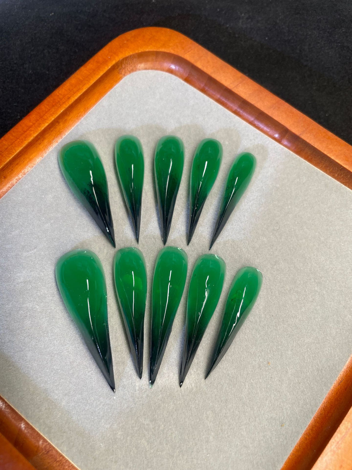 The lotus leaves are green