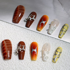 UNIKOO Y2K Crocodile Flame Middle Coffin PRESS ON NIALS