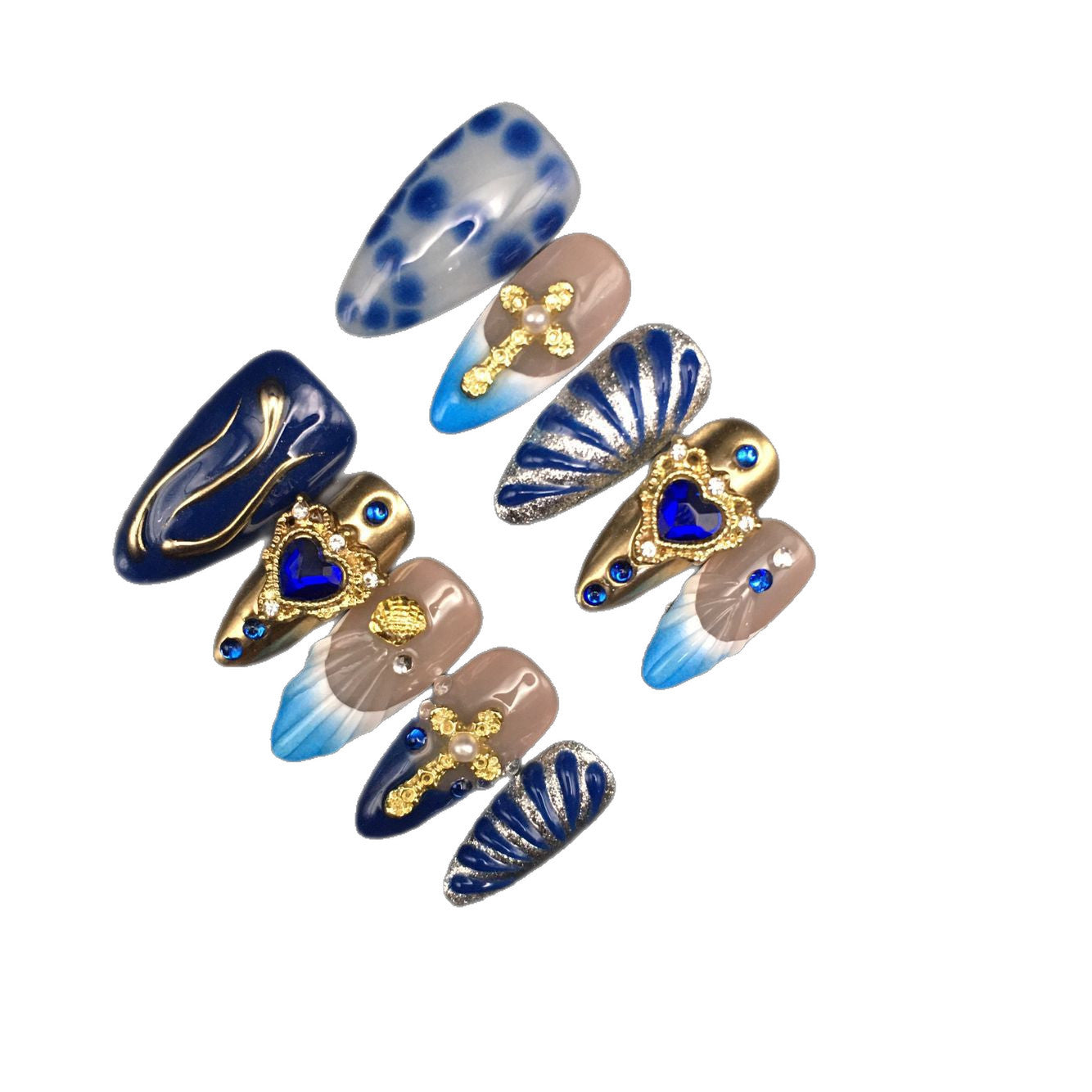 Blue love flower with diamonds nude