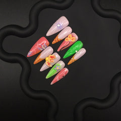 Three-dimensional floral tropical, multicolored, light luxury