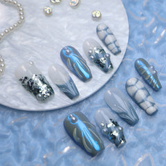 UNIKOO Sea of Shells and Pearls Coffin PRESS ON NIALS