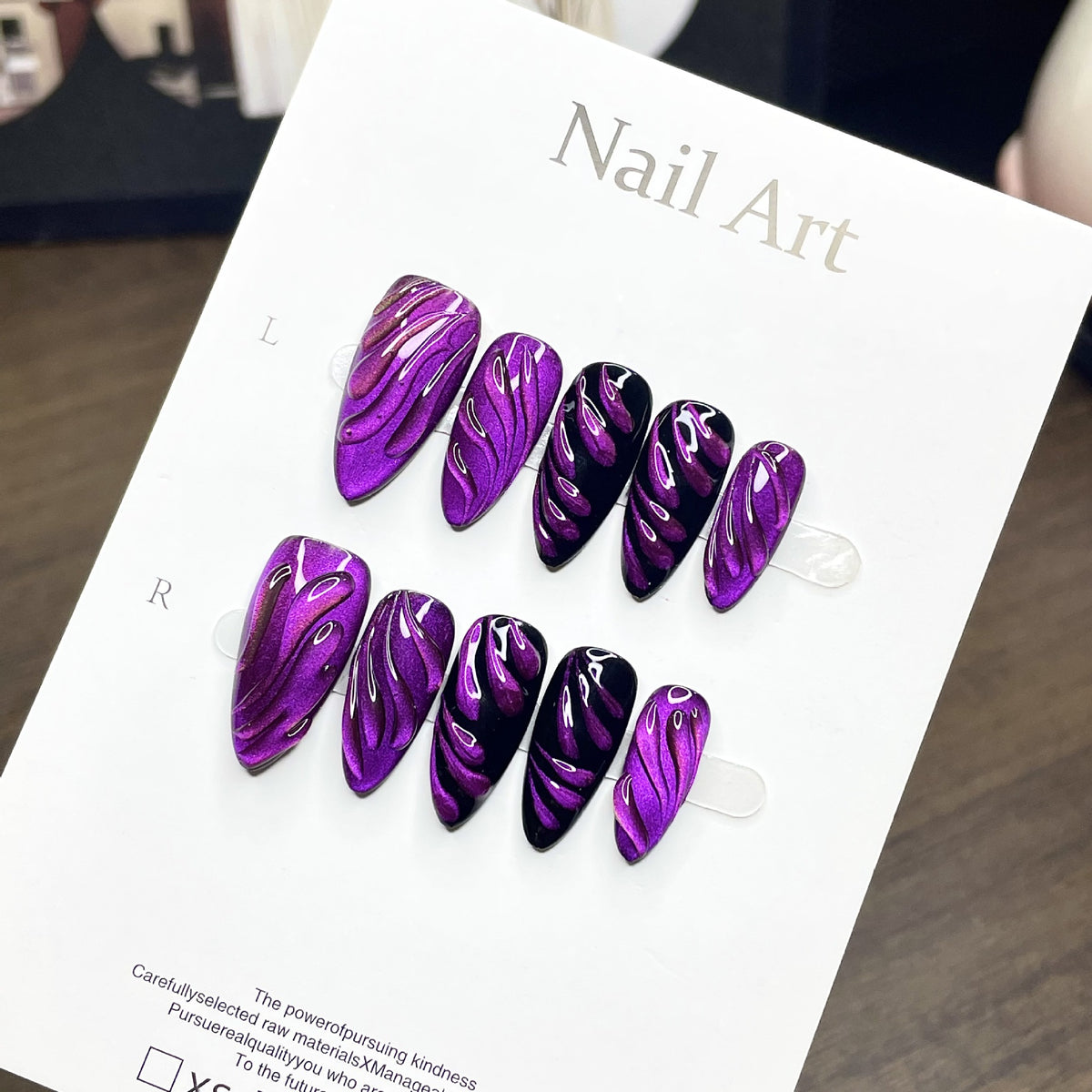 Purple drangen almond nail