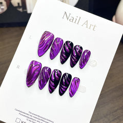Purple drangen almond nail