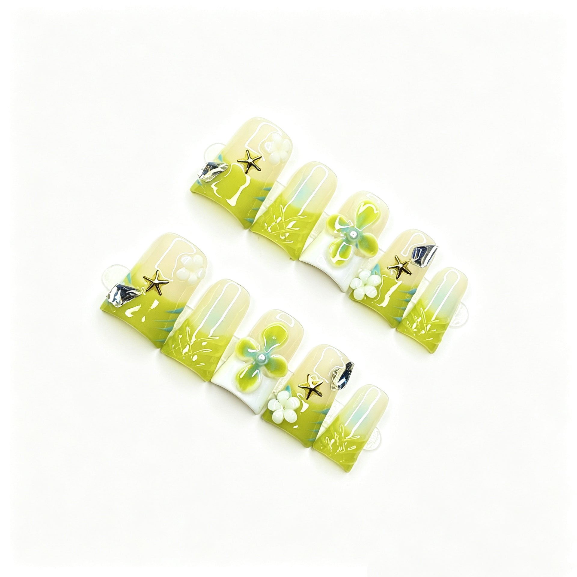 Spring lime lime green gradual change fresh cure duck beak nail