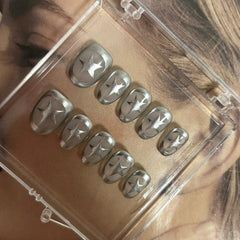 UNIKOO STAR SHORT OVAL PRESS ON NAILS