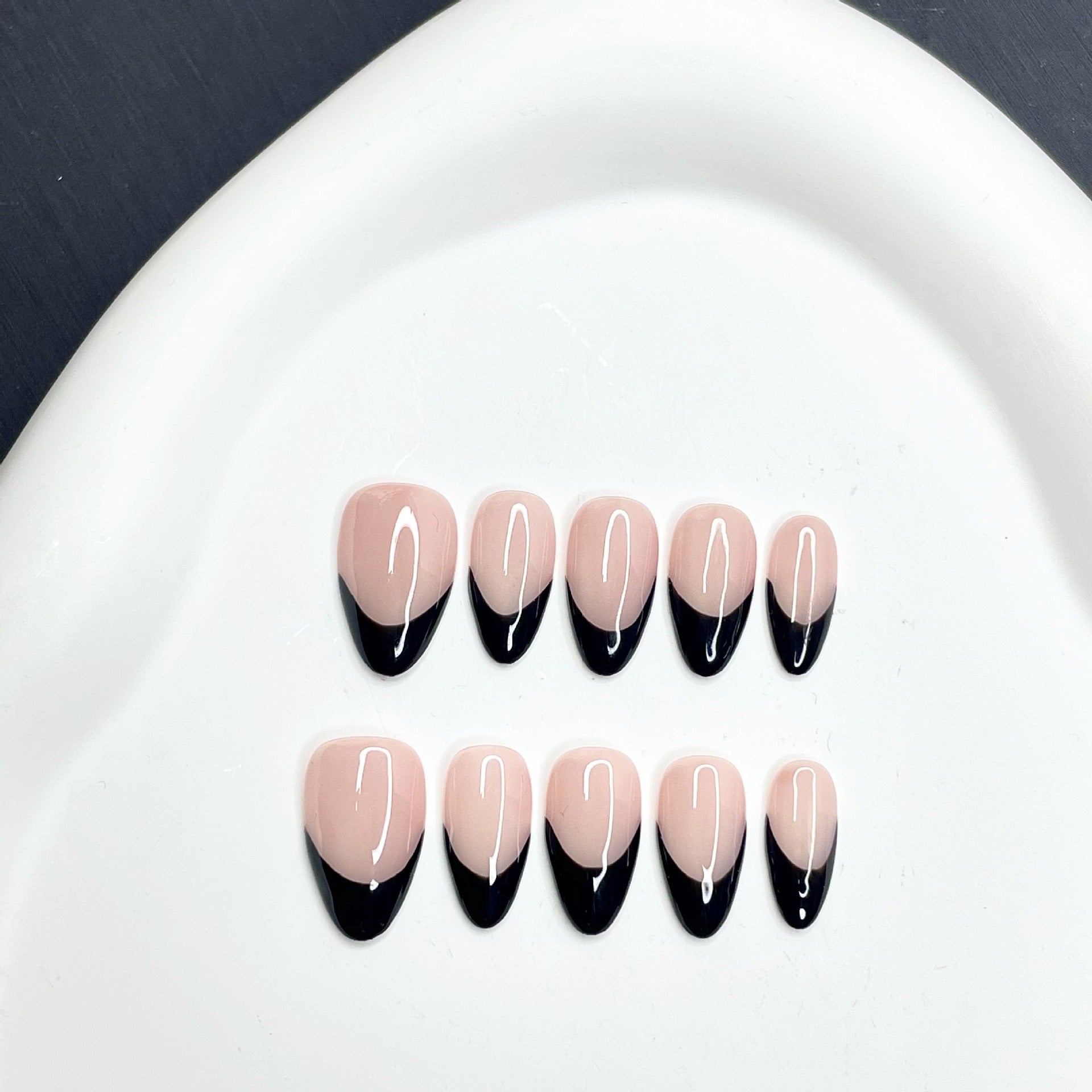 Black French Almond Nail
