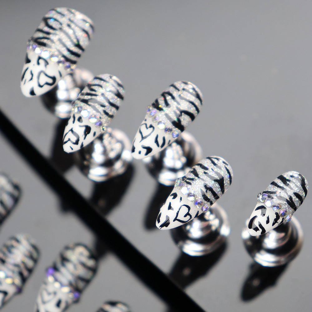 UNIKOO Wild Zebra Print Medium Almond PRESS ON NIALS
