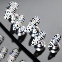 UNIKOO Wild Zebra Print Medium Almond PRESS ON NIALS