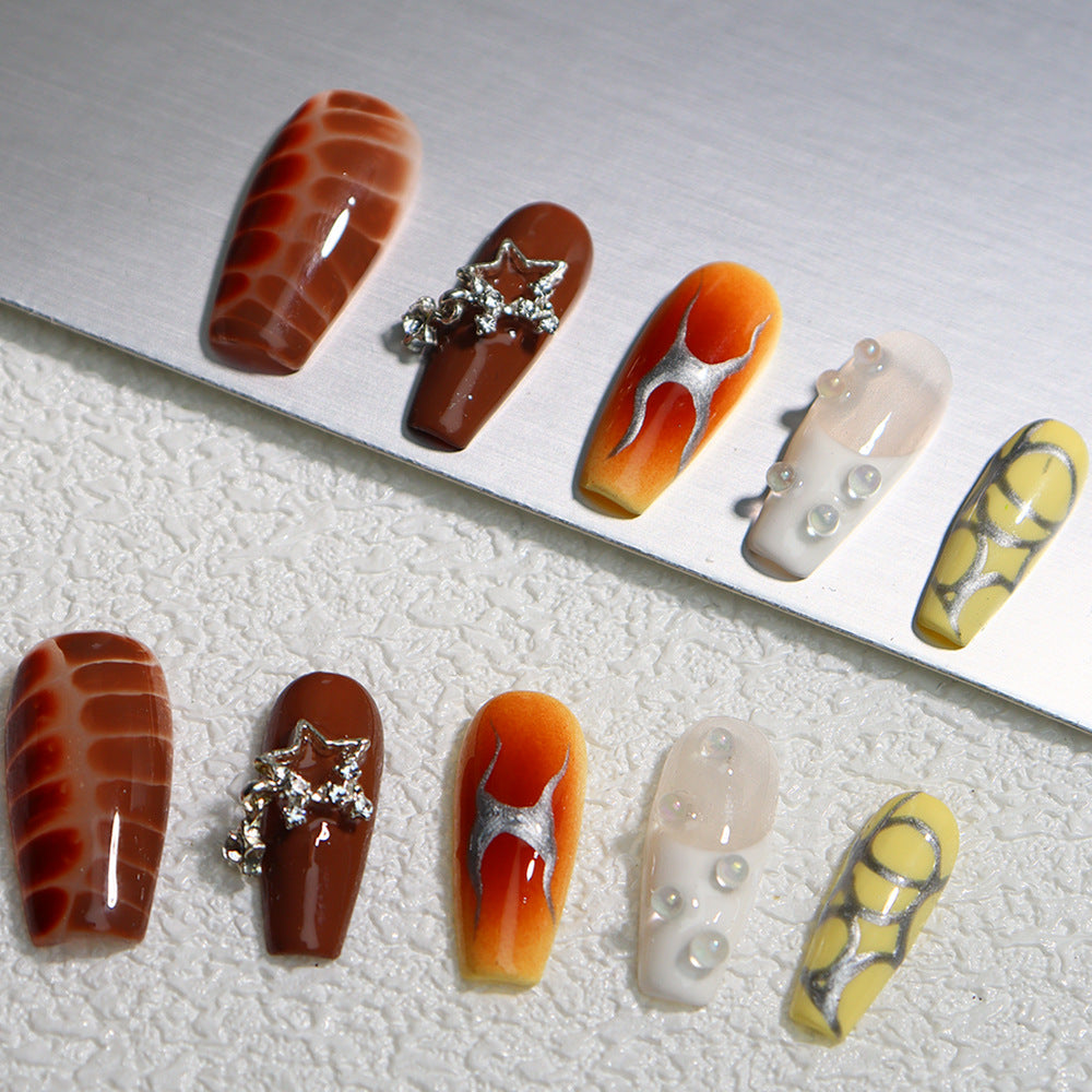 UNIKOO Y2K Crocodile Flame Middle Coffin PRESS ON NIALS