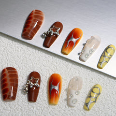 UNIKOO Y2K Crocodile Flame Middle Coffin PRESS ON NIALS