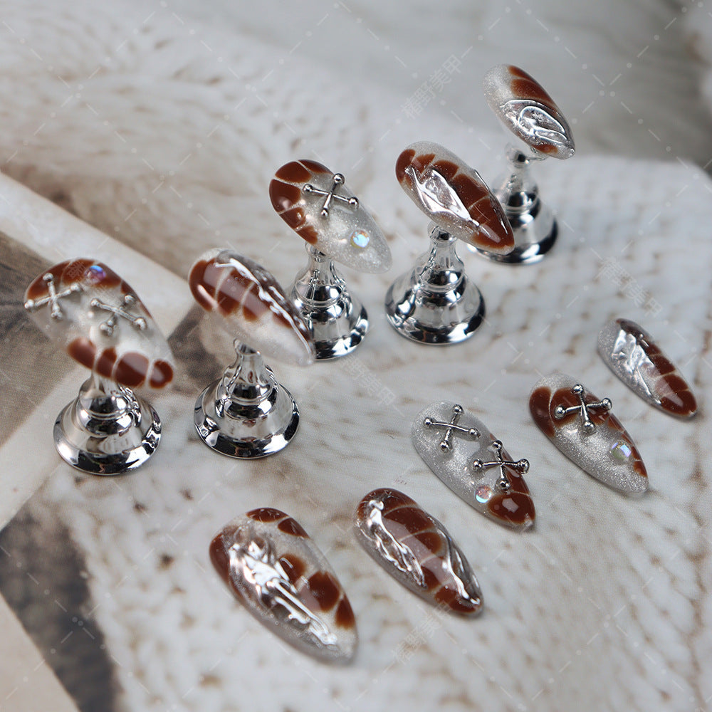 UNIKOO Y2K Millennium Cross Almond Press-on Nails