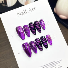 Purple drangen almond nail