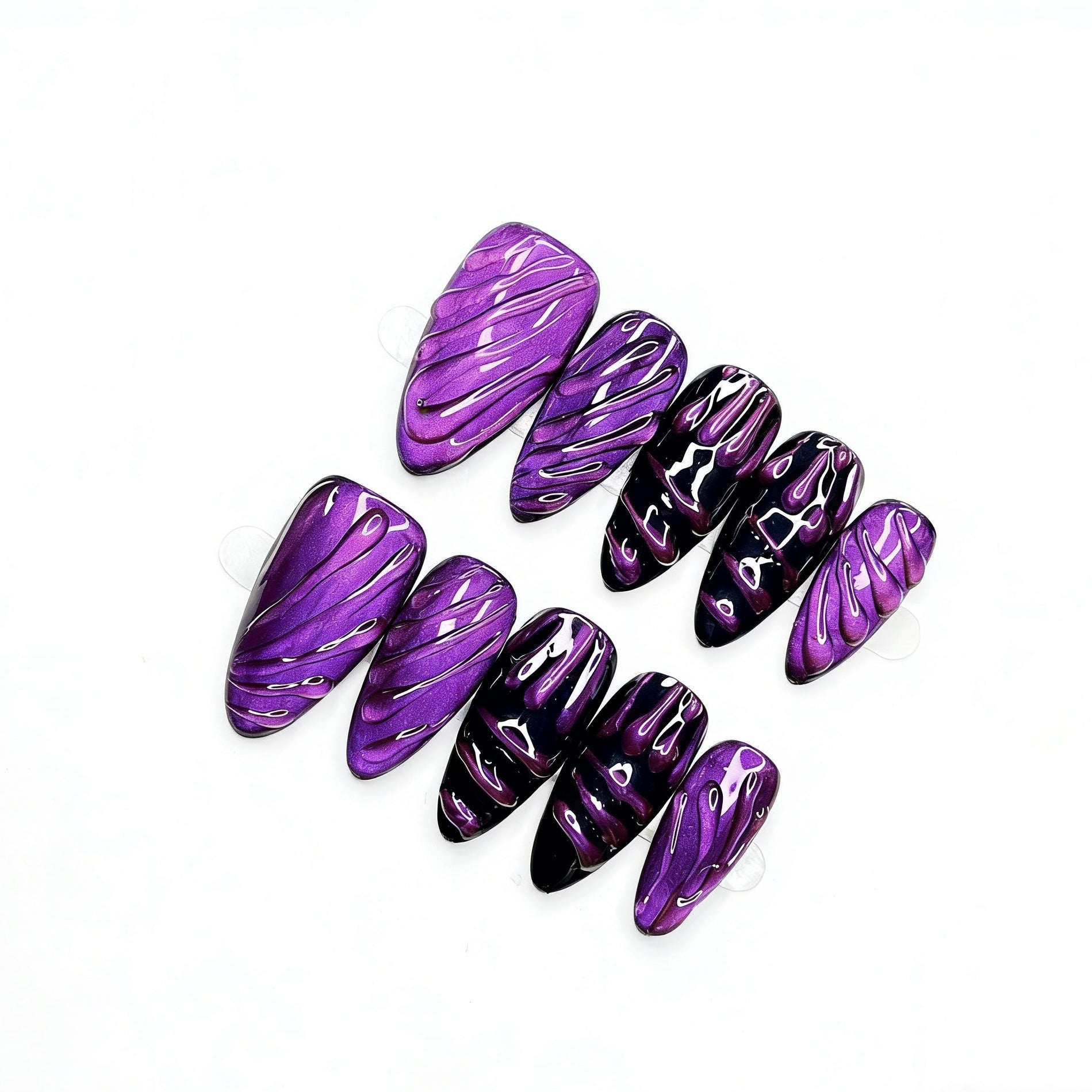 Purple drangen almond nail