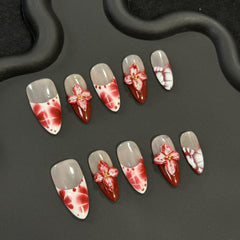 Fake nails are trendy with fresh flowers