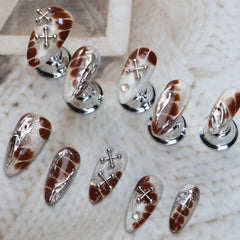 UNIKOO Y2K Millennium Cross Almond Press-on Nails