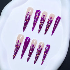 UNIKOO Hand-Painted Donut Cream Long Press-On Nails