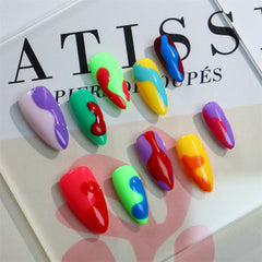 UNIKOO Samba Style Colorful Almond Press-on Nails