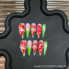 Three-dimensional engraved French sweet and cool long tip