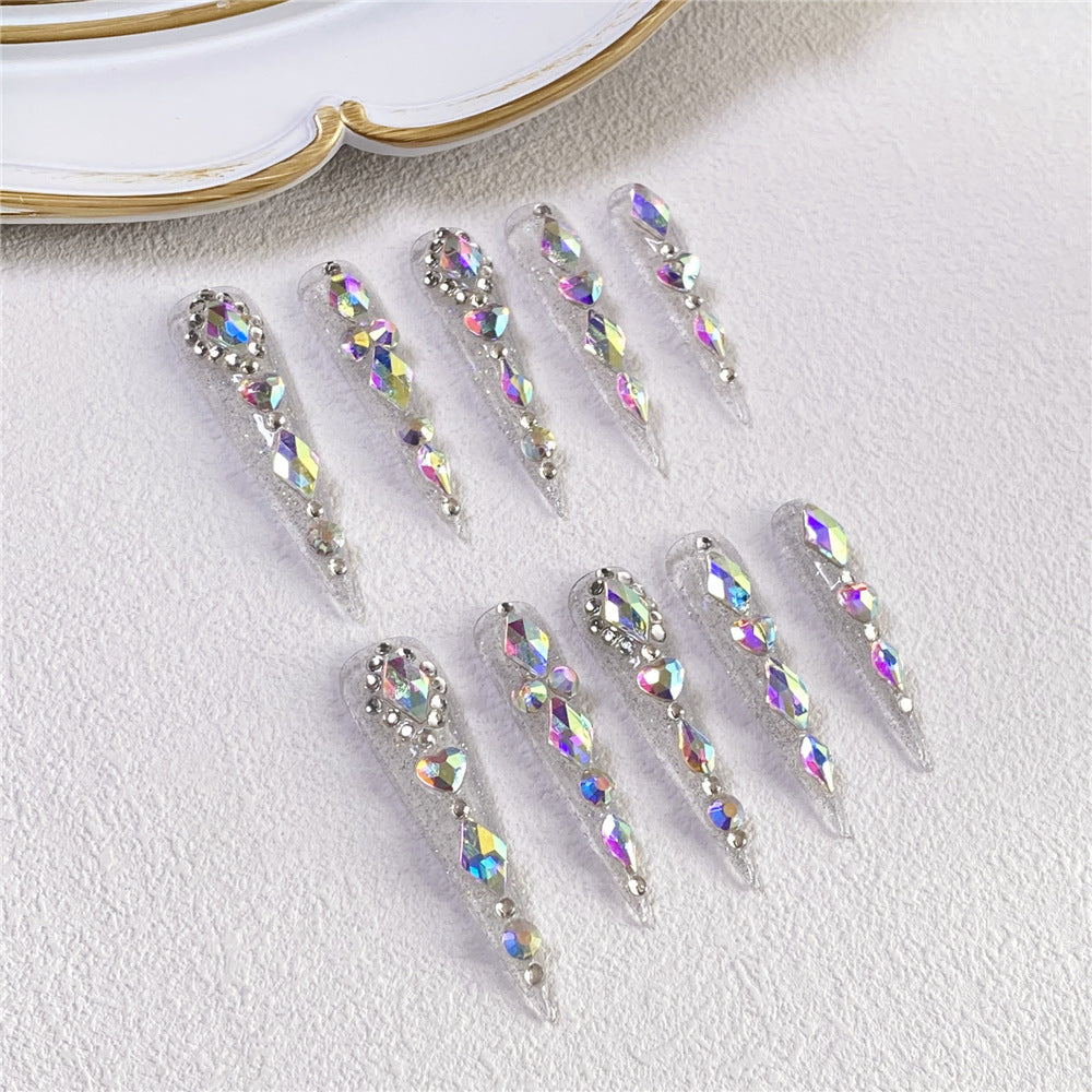 UNIKOO Sparkling Diamond Long Stiletto Press-On Nails