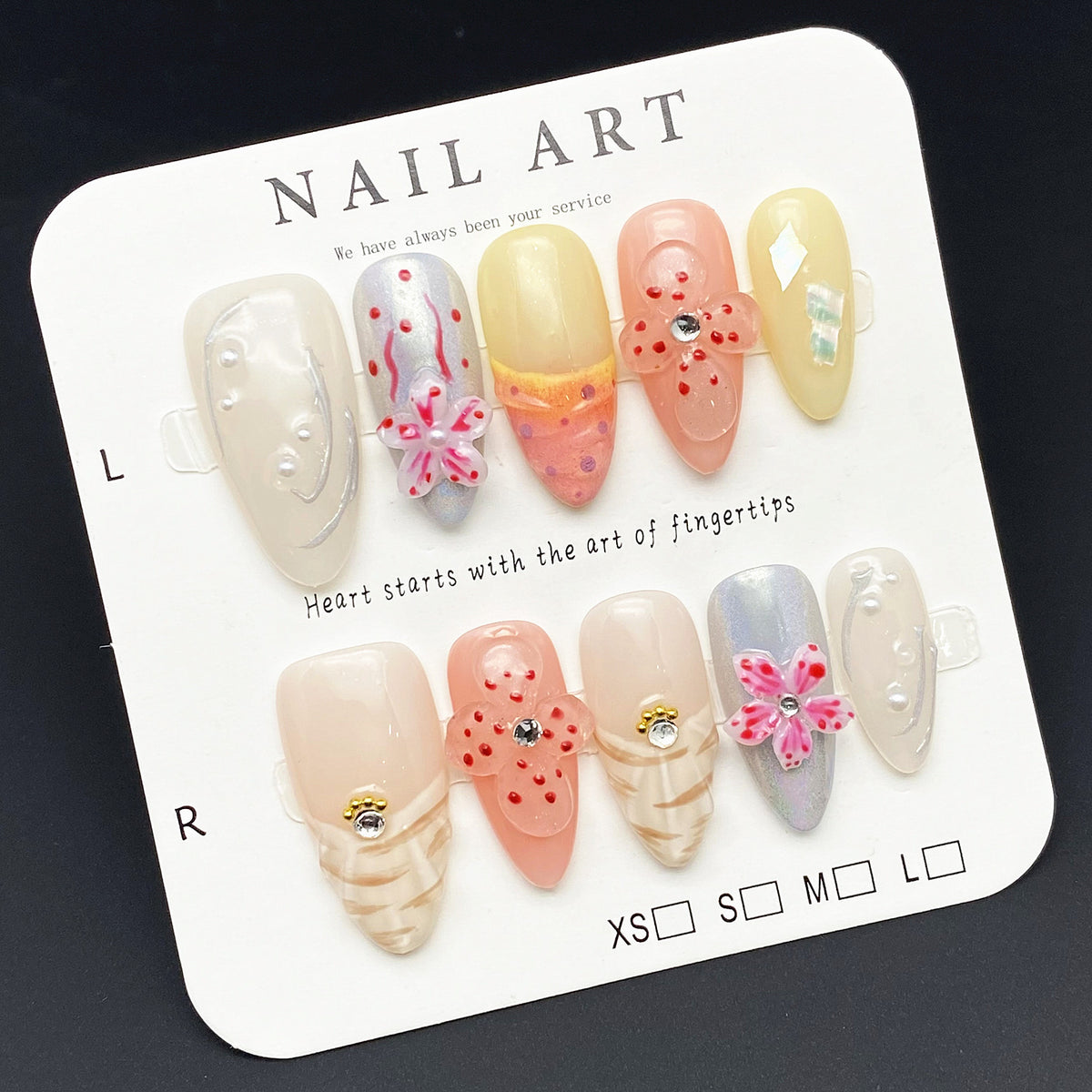 UNIKOO Small Flower French Fritillary almond Press-on Nails