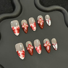 Fake nails are trendy with fresh flowers
