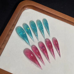 Contrasting colors, pink and blue