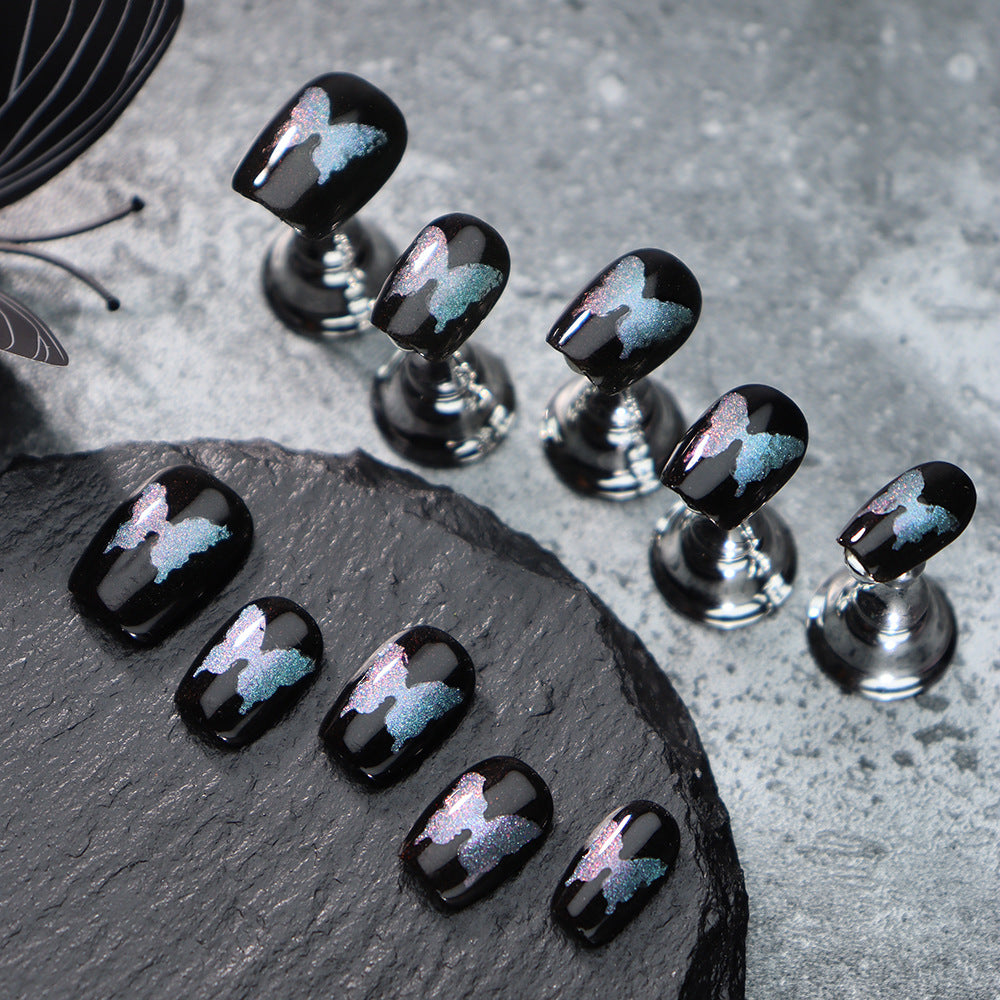 UNIKOO Symphony Butterfly Cute Short Coffin Press-on Nails