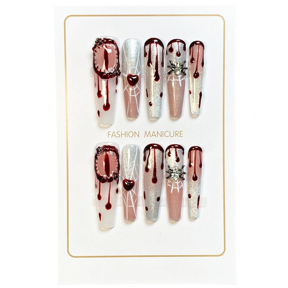 UNIKOO Handmade Spider Web Devil's Eye Press-On Nails