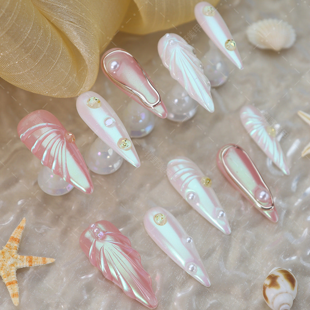 UNIKOO Pink Pearl Almond Press-on Nails