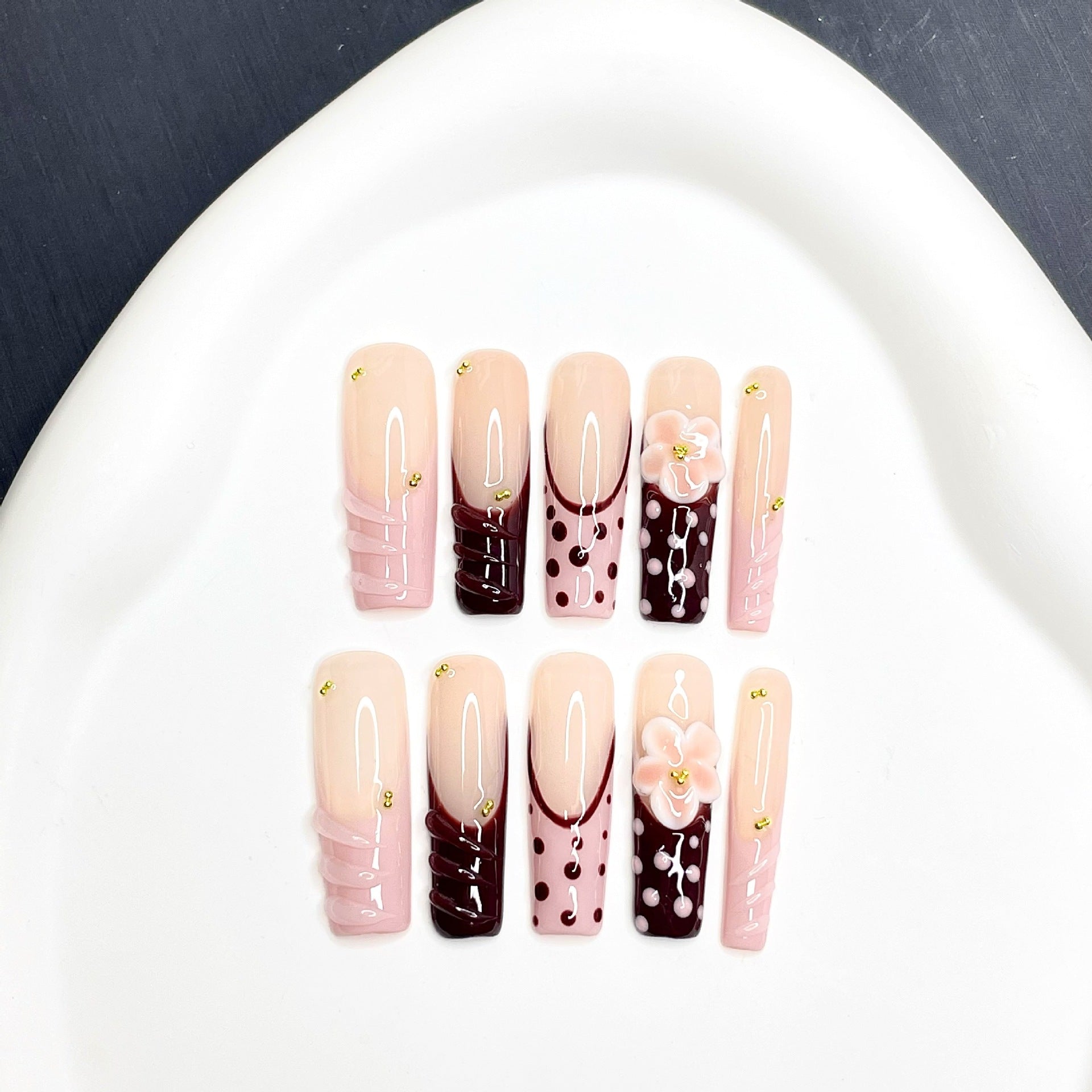 Polka dot pink brown