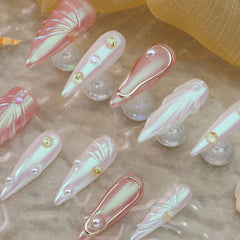 UNIKOO Pink Pearl Almond Press-on Nails