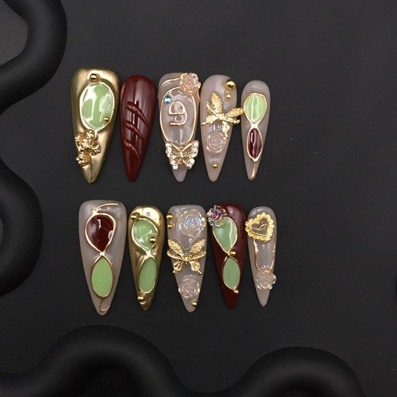Dark green metal art pointed medium and long