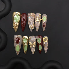 Dark green metal art pointed medium and long