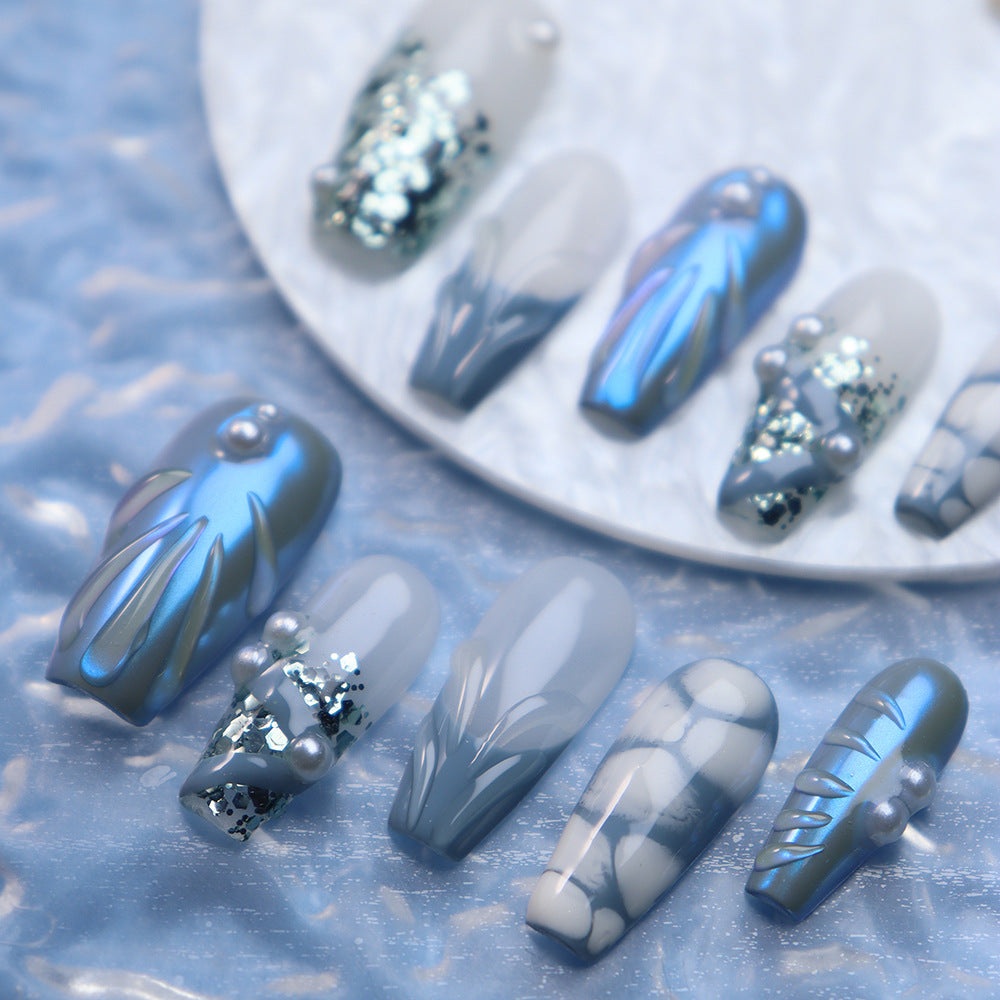 UNIKOO Sea of Shells and Pearls Coffin PRESS ON NIALS