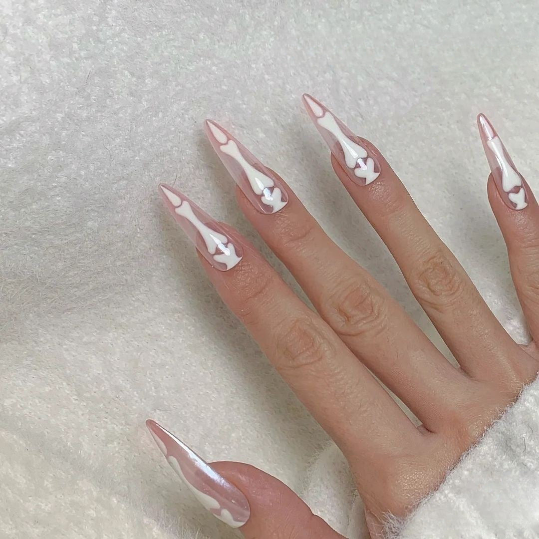 UNIKOO SKELETON ALMOND NAILS PRESS ON NIALS