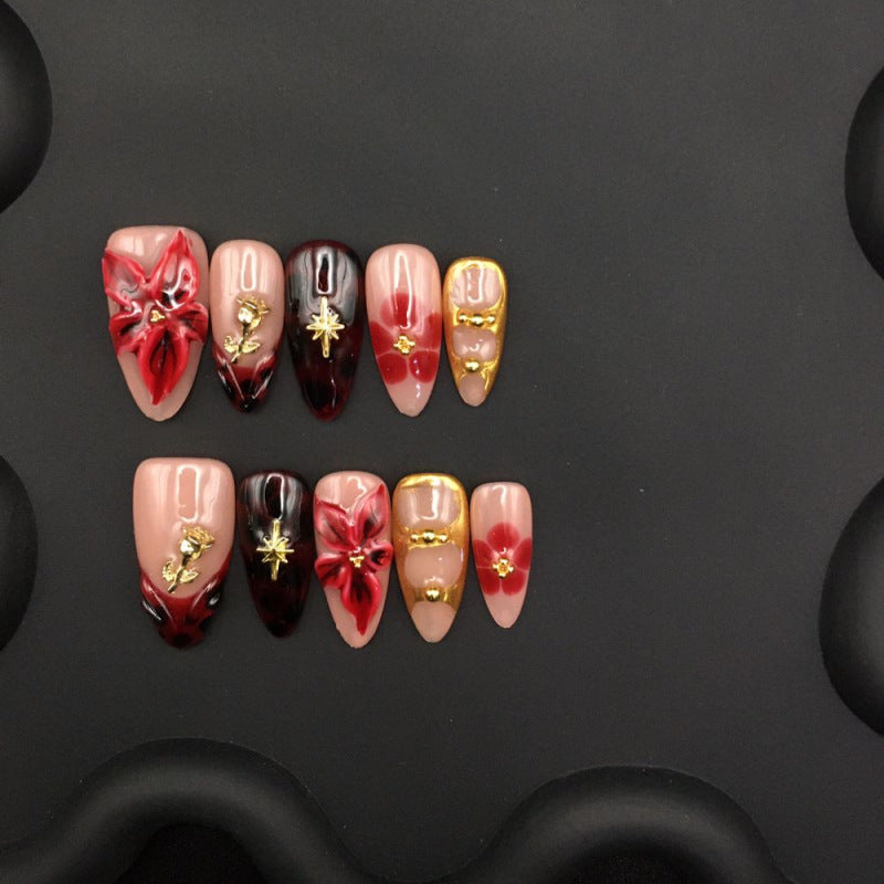 Autumn and winter color three-dimensional engraved piece rose French
