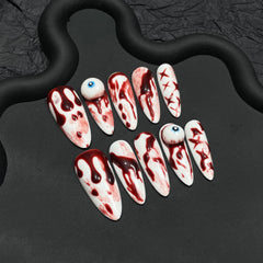 Handmade Bloody Mary Halloween Press-On Nails