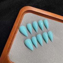 Sky blue solid color manicure