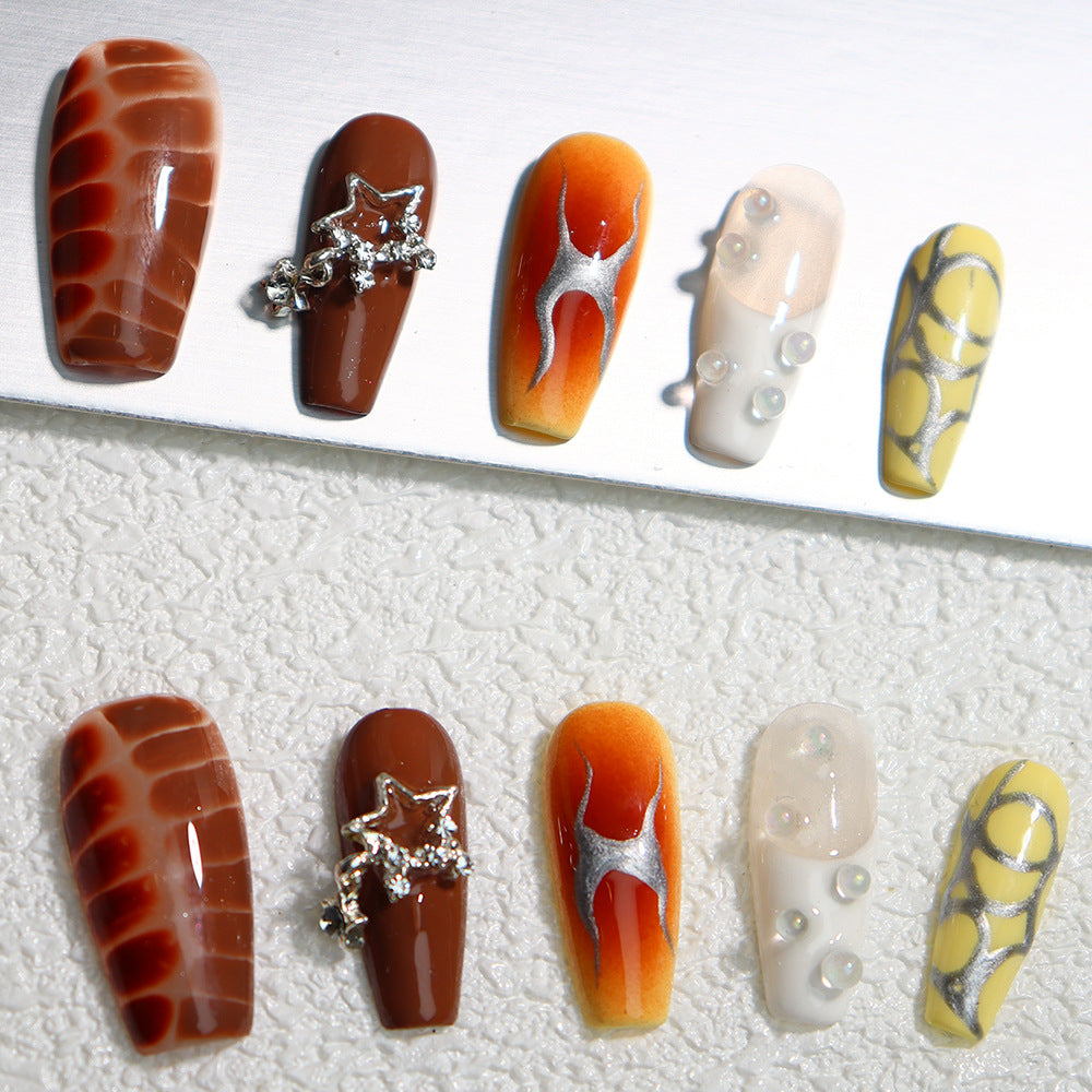 UNIKOO Y2K Crocodile Flame Middle Coffin PRESS ON NIALS