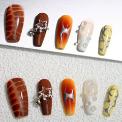 UNIKOO Y2K Crocodile Flame Middle Coffin PRESS ON NIALS